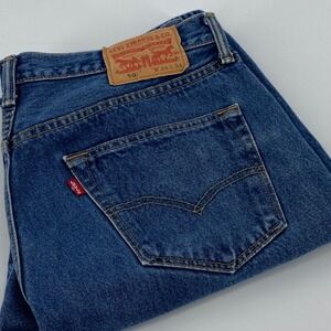 Levi 501 Jeans Mens 34x34(33x31)Dark Wash Button Fly Straight Leg Denim